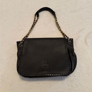 Tory Burch Black Leather Chain Shoulder Bag & Long Wallet
